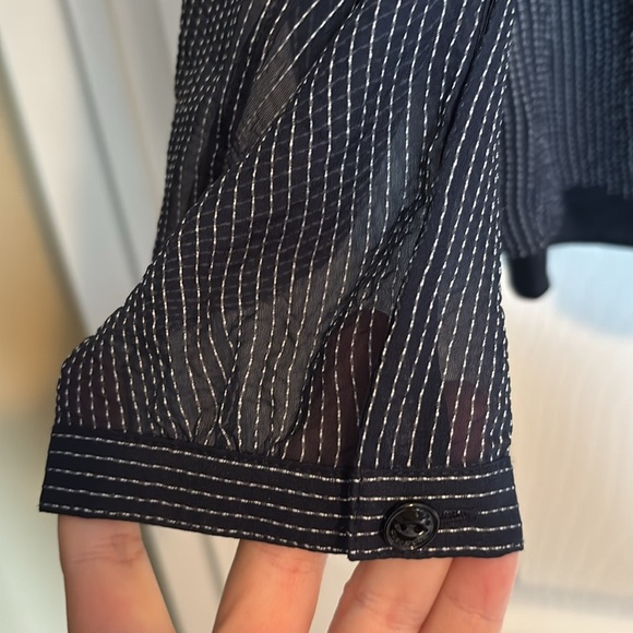 Rag & Bone women’s blue striped V neck long sleeve blouse size medium - Picture 6 of 8